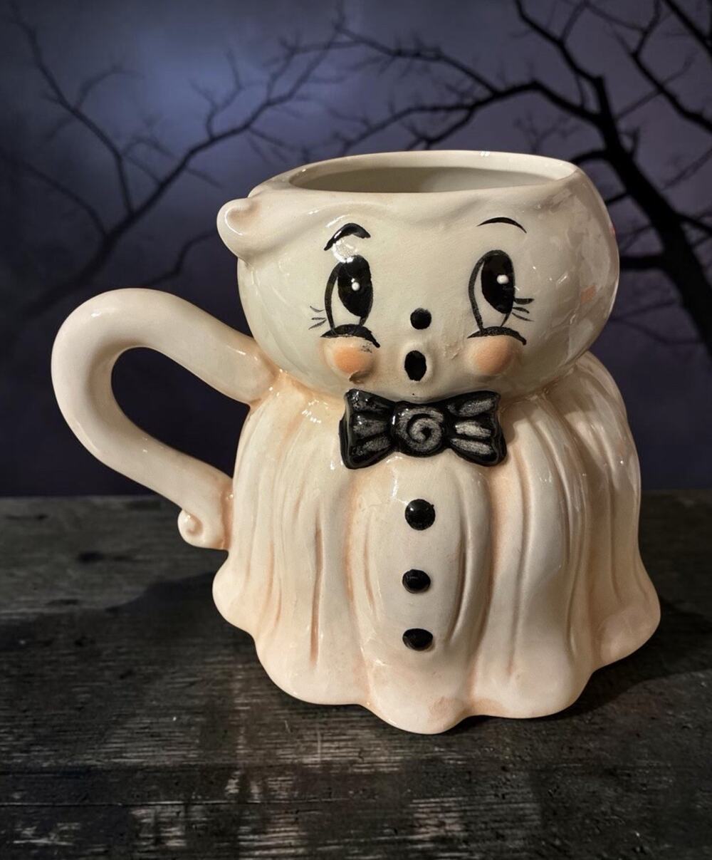 Johanna Parker Kooky Spooky Boy Halloween Ghost Mug Dapper Bowtie Ceramic Cup